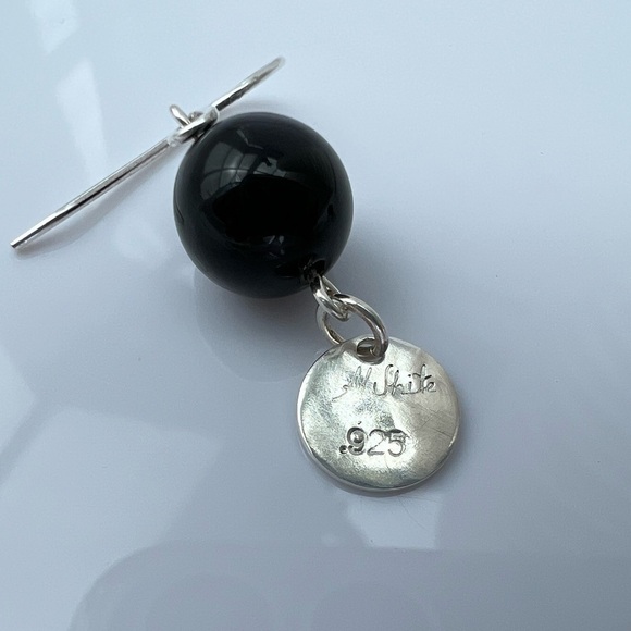 Artisan Black Onyx with Embossed Sterling Silver Disk Earrings - Picture 8 of 15